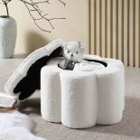 Pollie White Teddy Boucle Storage Stool. - SR24. Our Pollie storage pouffe combines charming good