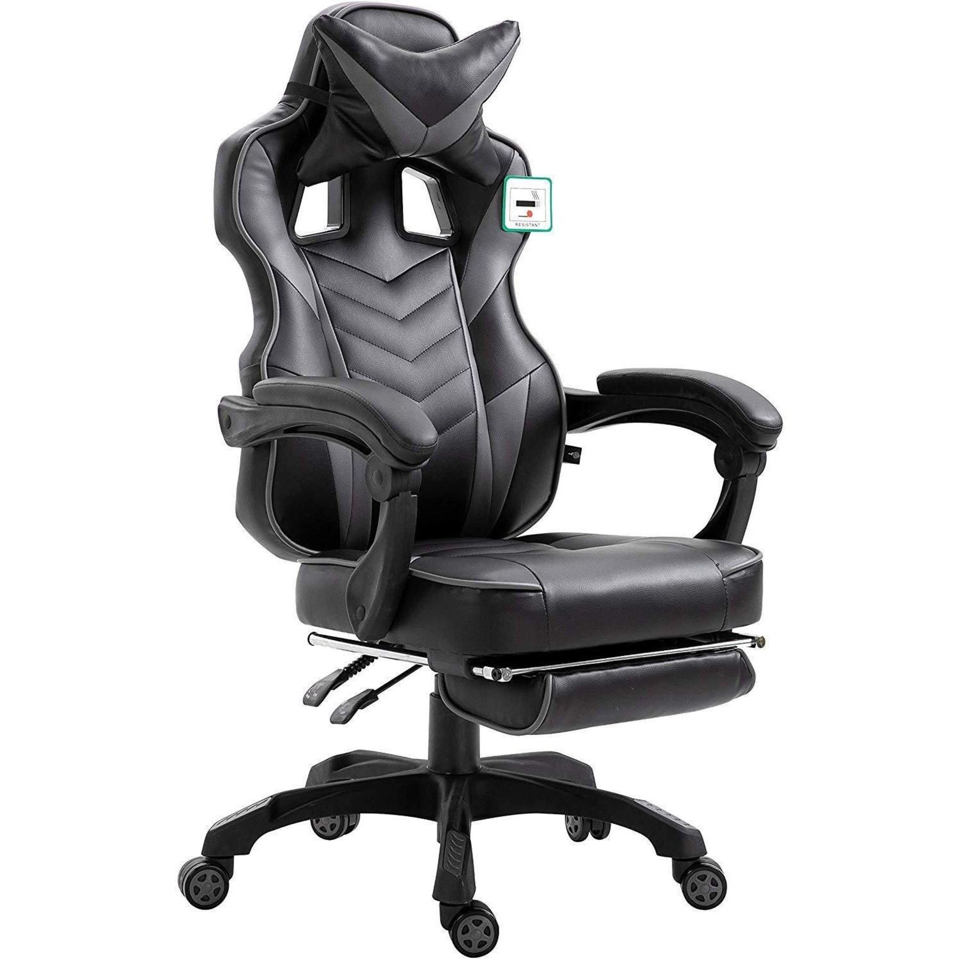 Cherry Tree Furniture High Back Recliner Gaming Chair with Cushion & Retractable Footrest Black &