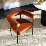 Fulbourn Rust Velvet Dining Chair with Black Legs. - SR25. RRP £199.99. A cheerful addition to our