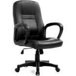 Swivel Office Desk Chair MO19 Black PU Leather. - SR24. *design may vary*
