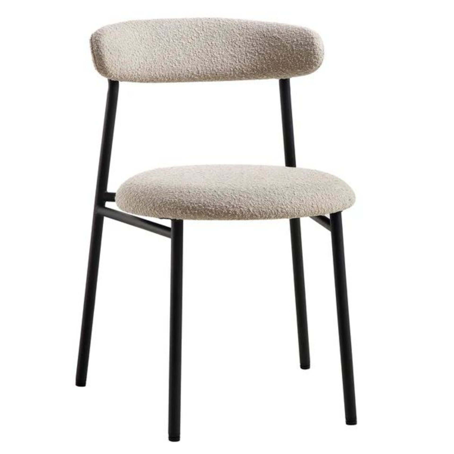 Donna Set of 2 Taupe Boucle Dining Chairs. - SR24. RRP £199.99. The ultra-slim black metal legs - Image 2 of 2