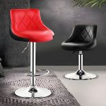 Contemporary Metal Barstool Low Back Faux Leather Footrest Furniture for Bar - 1 Piece Red-Black Bar