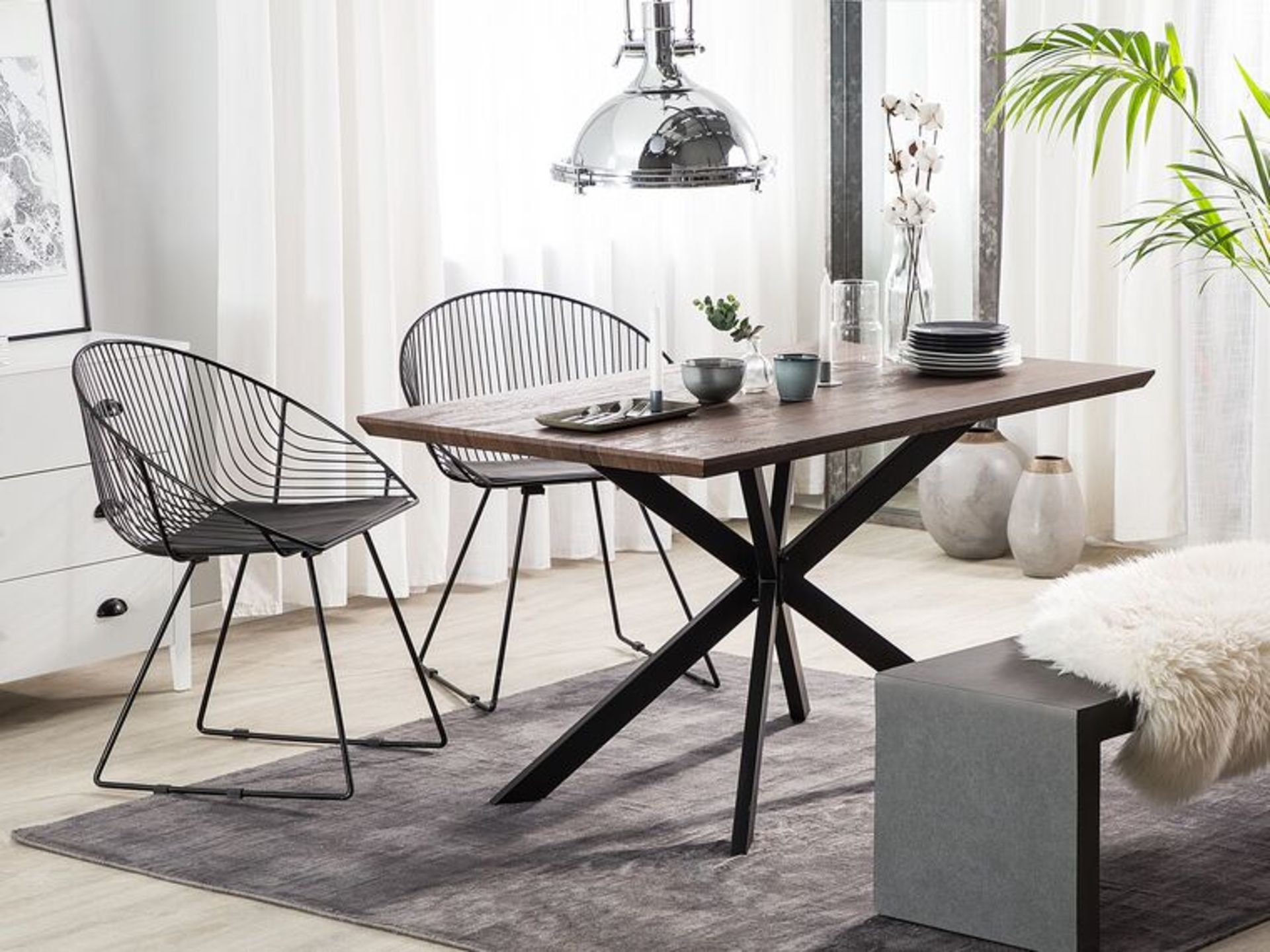 Spectra Dining Table 140 x 80 cm Dark Wood with Black. - SR6. RRP £529.99. Add an instant upgrade to - Image 2 of 2