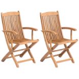 Maui Set of 2 Garden Folding Chairs Light Wood. - SR6. RRP £249.99.