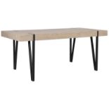 Adena Dining Table 180 x 90 cm Light Wood with Black. - SR6. RRP £569.99. Designed to implement
