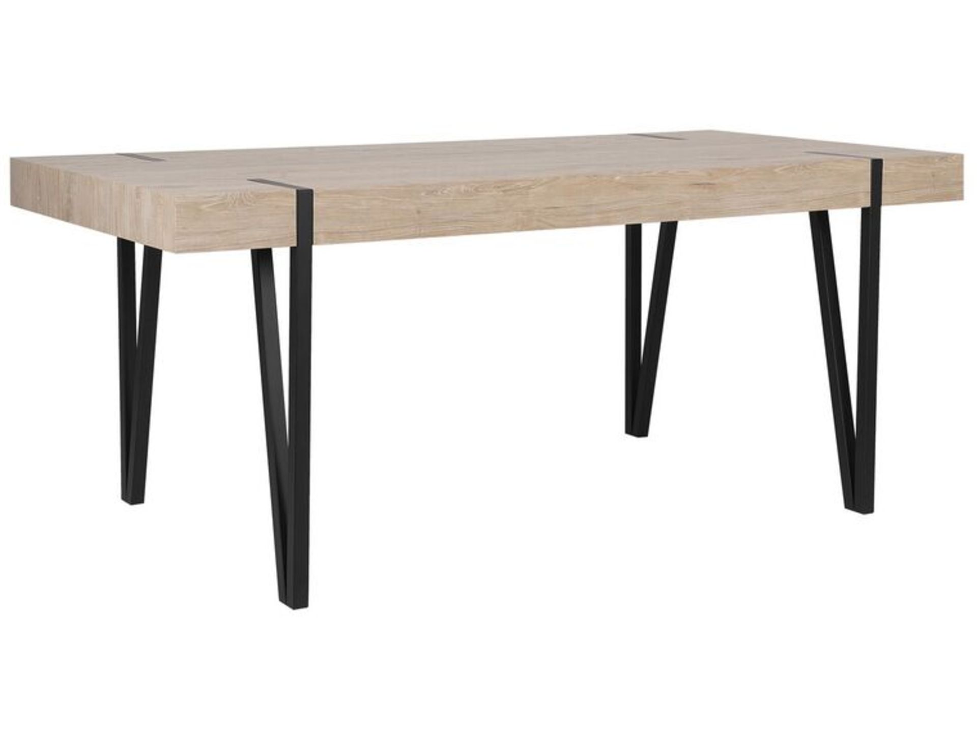 Adena Dining Table 180 x 90 cm Light Wood with Black. - SR6. RRP £569.99. Designed to implement