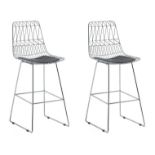 Preston Set of 2 Metal Bar Chairs Silver. - SR6. RRP £299.99. A perfect complement for a kitchen