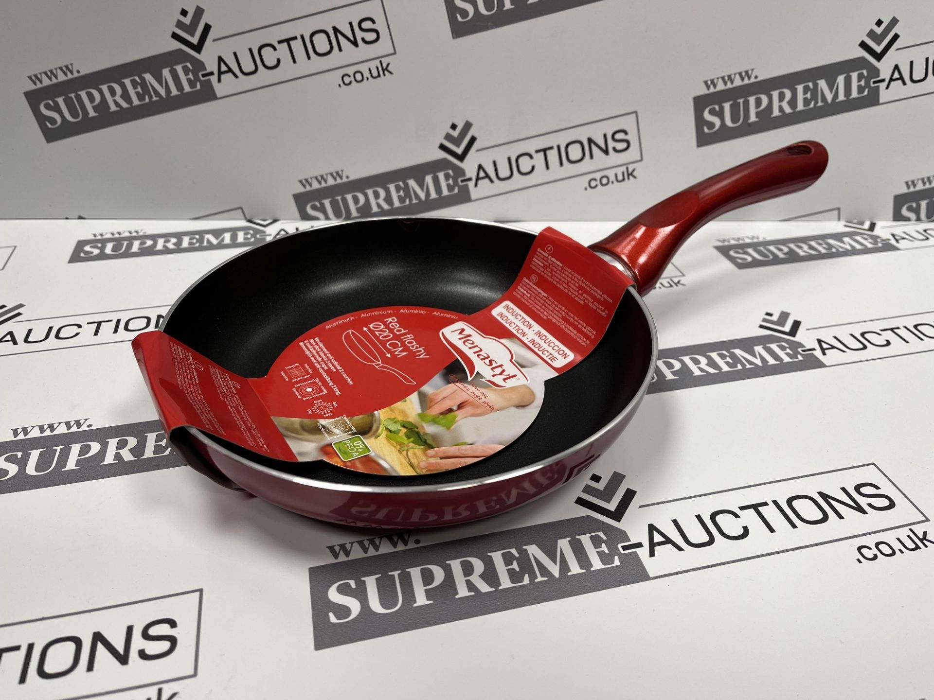 15x BRAND NEW MENASTYL 20cm Aluminium Frying Pan In FLASHY RED. RRP £15.99 EACH. (R16-11). The