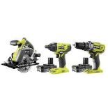 Ryobi One+ 18V 2Ah Li-Ion One+ Cordless 3 Piece Power Tool Kit R18Pdid2Csp-220S - SR36. The Ryobi