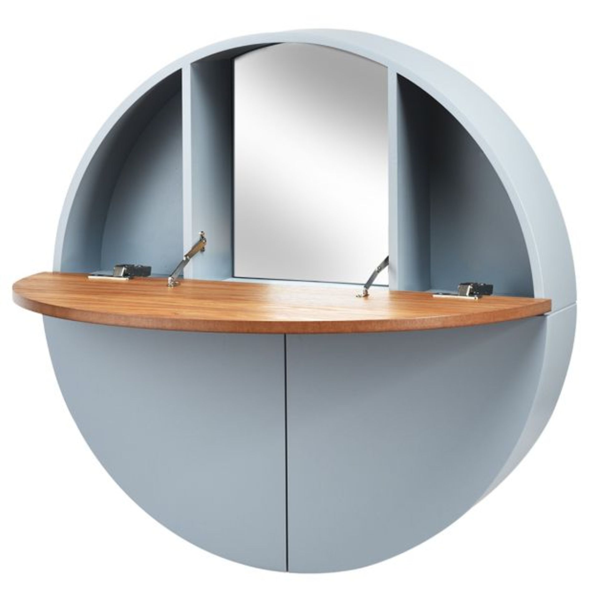 Gray Round Wall Dressing Table With 7 Compartments And 1 Mirror 72 X 72 X 15 Cm RRP £83.98 (LOCATION