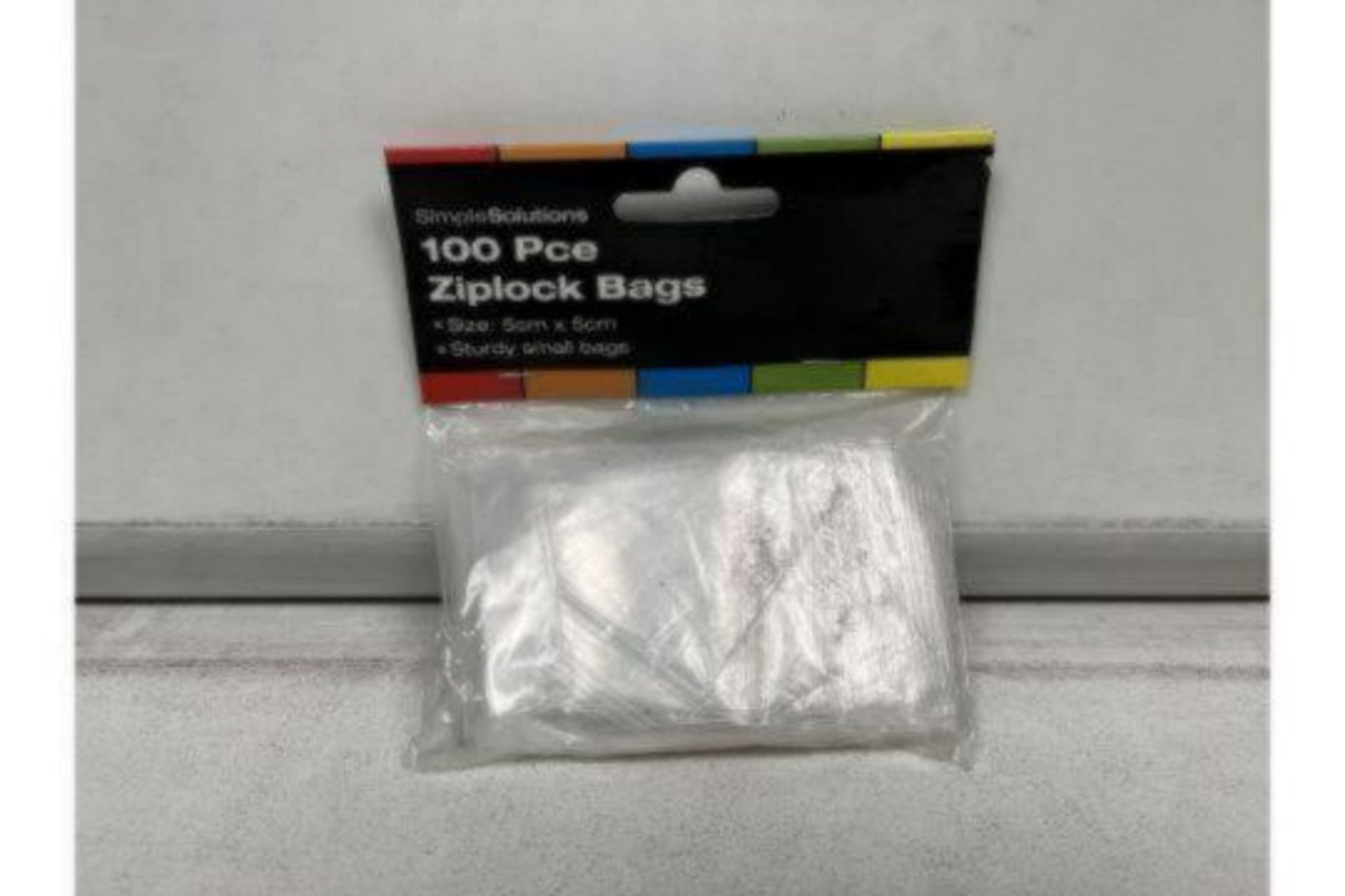 180 X NEW PACKAGED SIMPLE SOLUTIONS PACKS OF 100 ZIPLOCK BAGS. SIZE 5X5CM. STURDY DESIGN. (