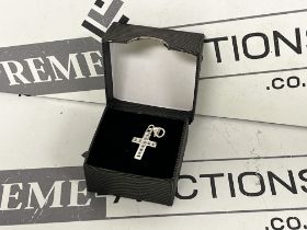 3x NEW & BOXED SILVER Cubic Zirconia Cross Charm. RRP £30 EACH. (ofc)