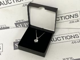 NEW & BOXED SILVER 12mm Round Cubic Zirconia Pendant Necklace. RRP £110. (ofc)