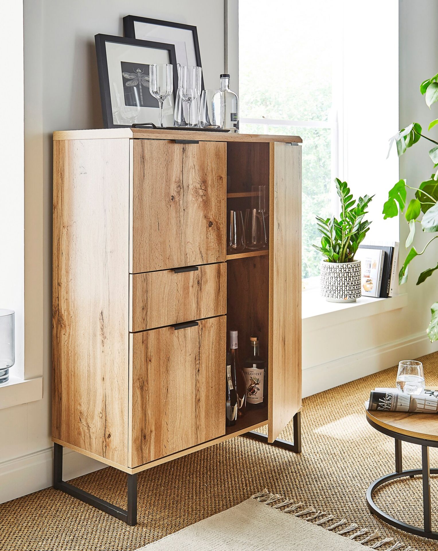 BRAND NEW SHOREDITCH Drinks Cabinet. OAK. RRP £299. The Shoreditch Range is a contemporary and - Image 4 of 4