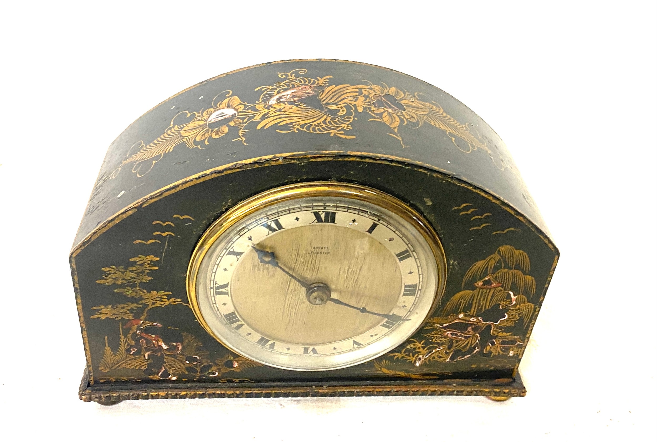 Vintage Tarratt Leicester inlaid mantle clock, untested - Image 4 of 4
