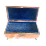 Antique victorian mahogany cross banded tea caddy, later made into a jewellery box