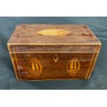 Vintage inlaid tea caddy, in need of restoration measures approx