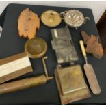 Selection of assorted Wooden and Metal items includes clock, letter holder etc