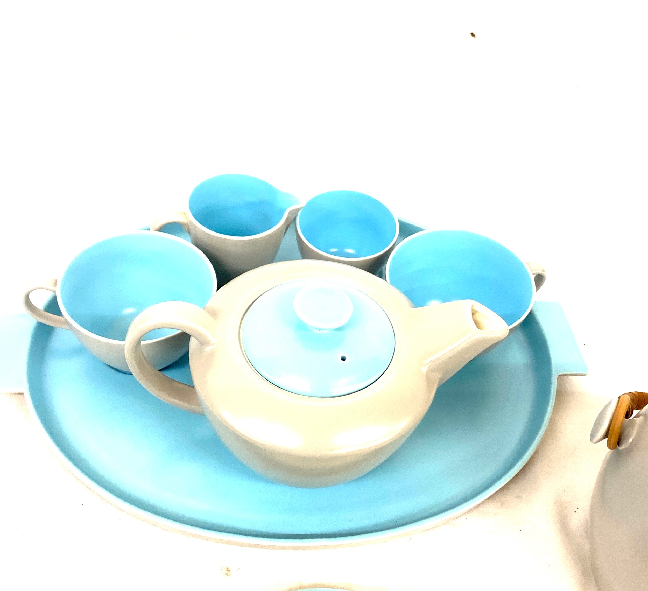 Selection of Poole pottery twin tone Breakfast set includes Duo set on a tray, egg cups - Bild 2 aus 5