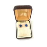 Pair of vintage 9ct Gold lapis earrings