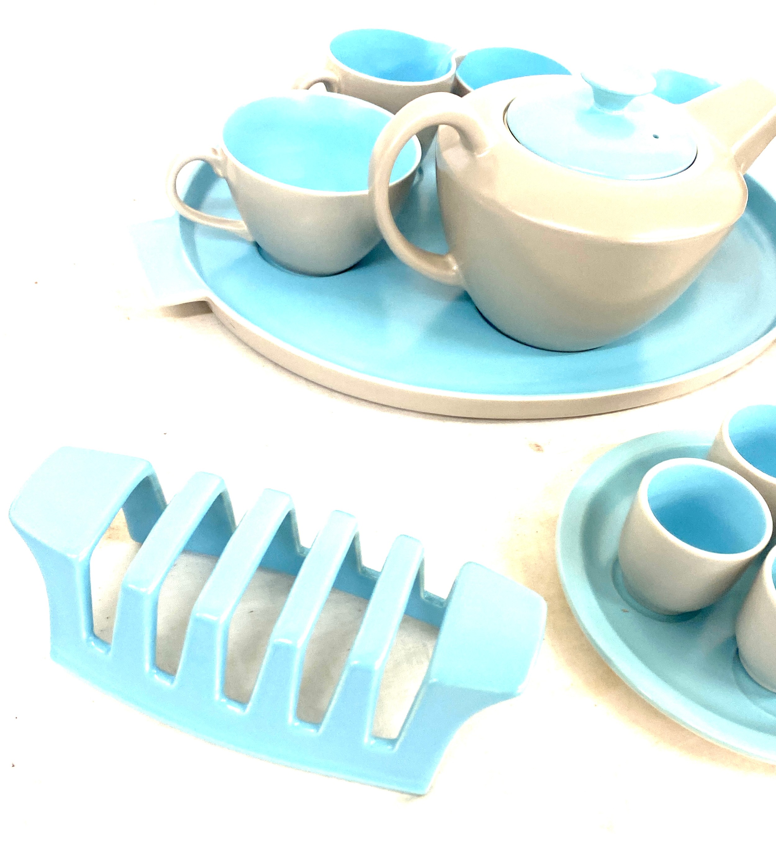 Selection of Poole pottery twin tone Breakfast set includes Duo set on a tray, egg cups - Image 4 of 5