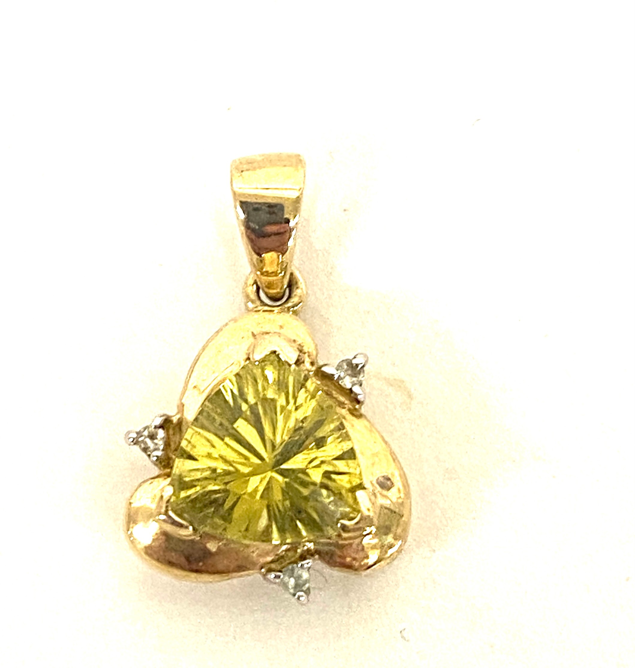 9k lemon citrine and white topaz y. gold pendant