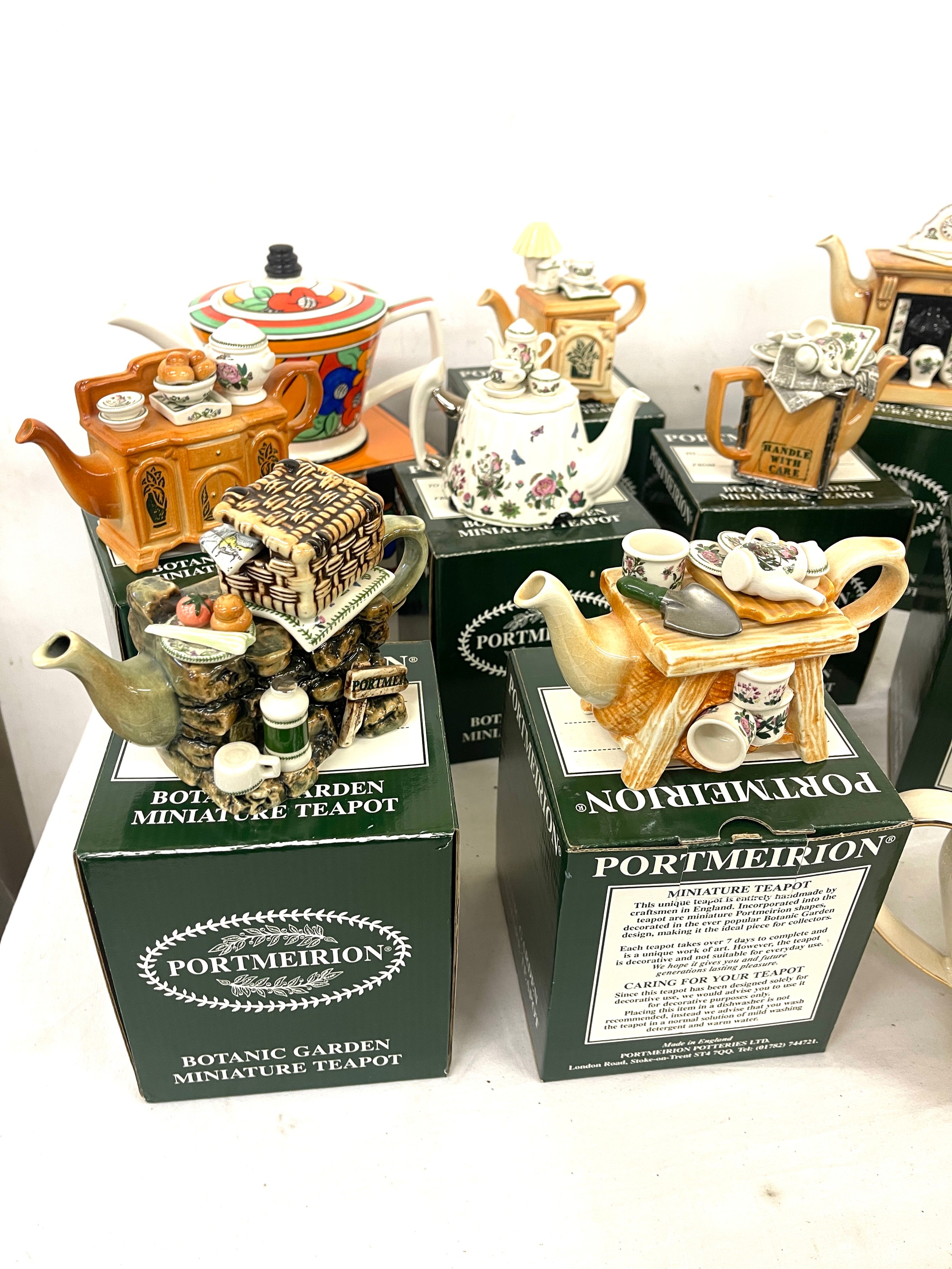 Selection of tea pots to include eight boxed Portmeirion miniature tea pots, Sandler tea pot and a - Image 4 of 7