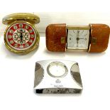 Selection vintage bedside and travel clocks to include Europa, 60's, Queen Elizabeth 2 Cunard