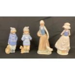 Selection of assorted Nao figures includes Girl with Geese, Girl with dog and 2 Girls with back