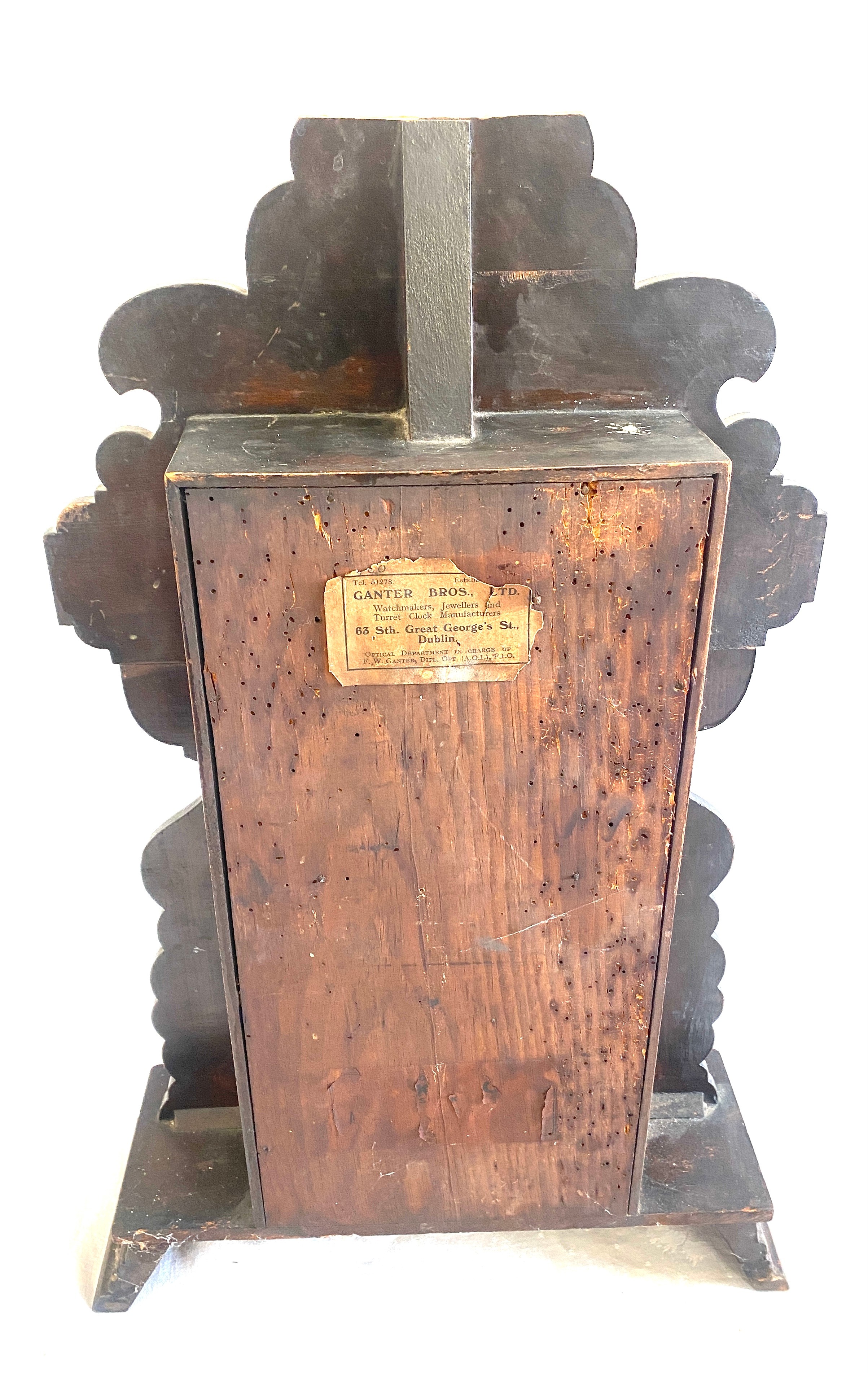 Vintage mahogany carved 2 key hole mantel clock, untested - Image 6 of 6