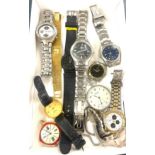 Selection of ladies and gents wristwatches to include a pocket watch all for spares and repairs