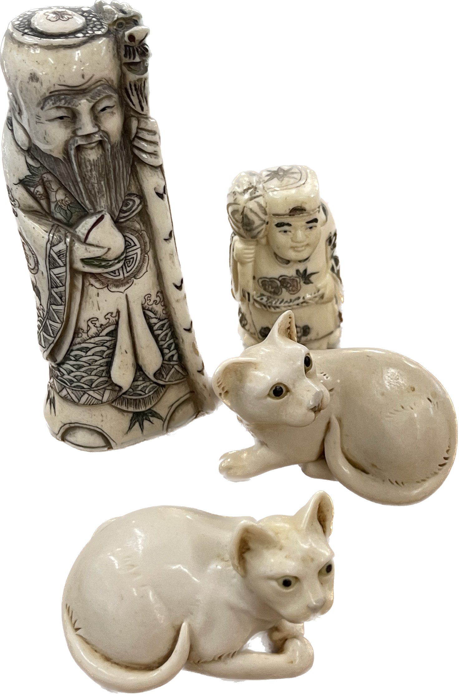 Selection of assorted carved resin Chinese figures