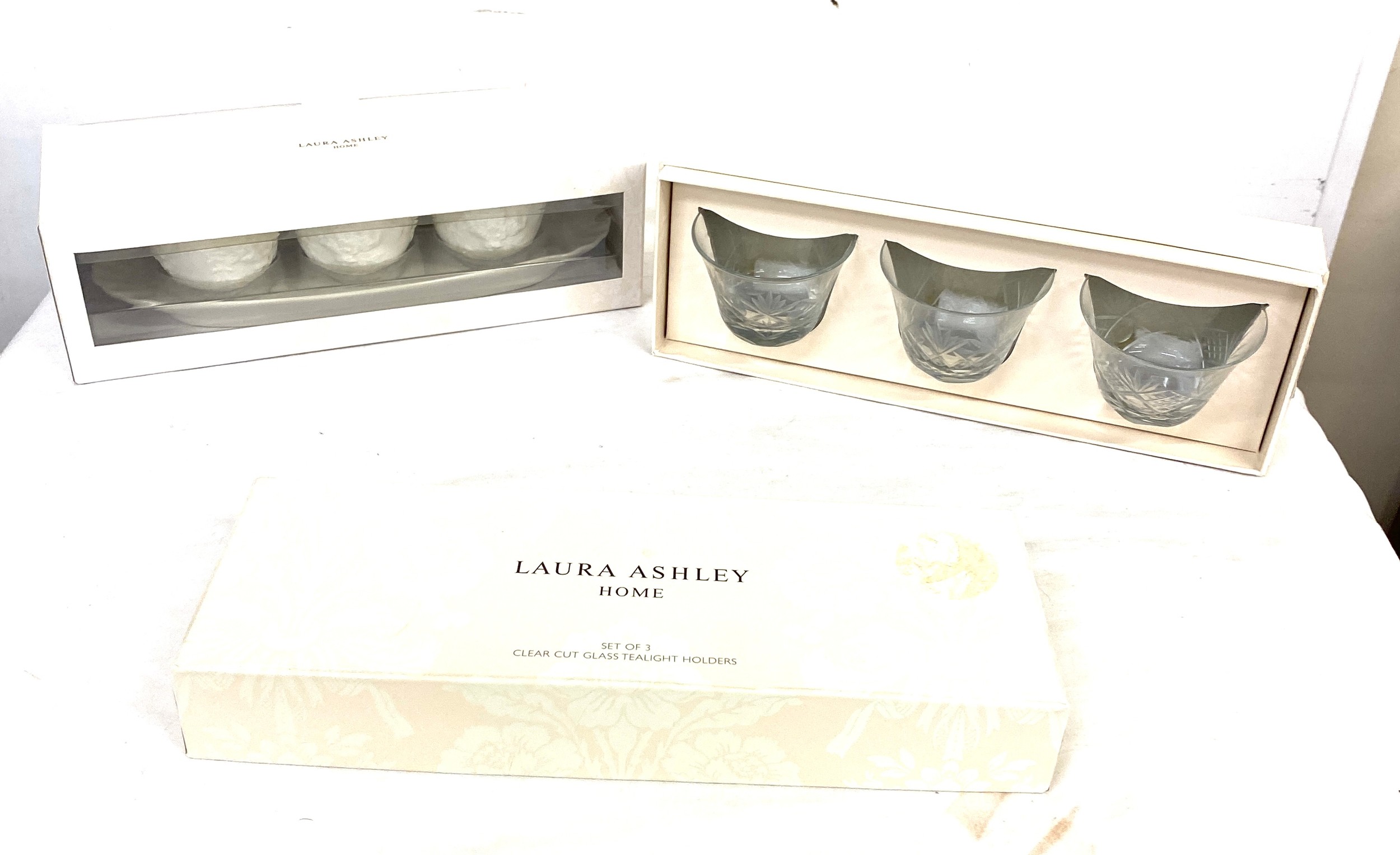 Selection of boxed Laura Ashley tea light holders (6 in total)