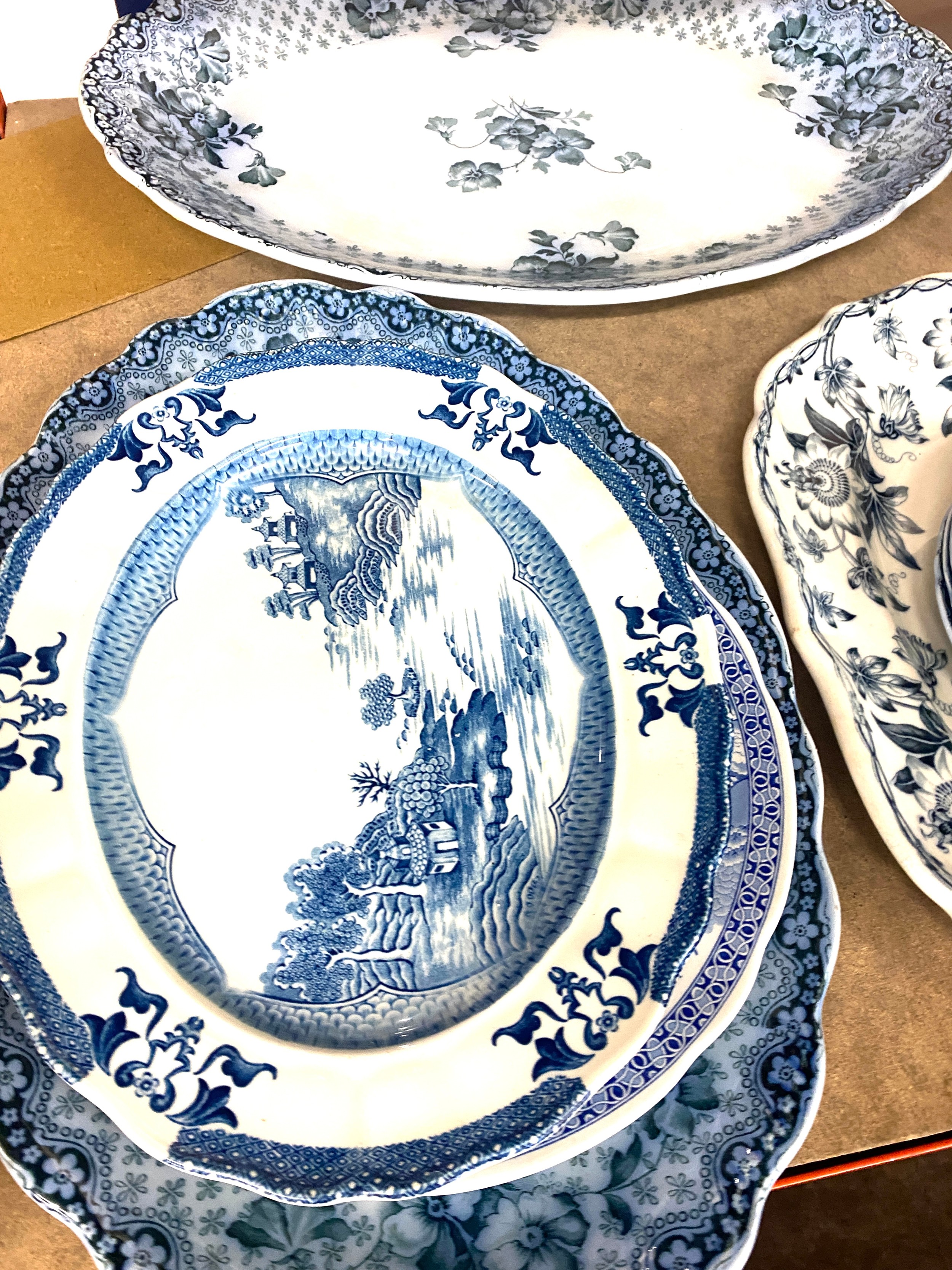 Large selection of blue and white pottery to include meet plates, Tureens etc - Image 4 of 7