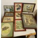 Large selection of assorted vintage and later framed pictures and prints largest measures approx