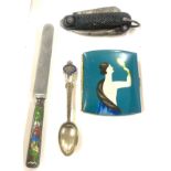 Silver and enamel handled knife, depicting Little Red riding hood, Military pocket knife, hand