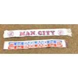 Vintage Manchester City and England vintage silk scarves