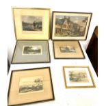 Selection of prints to include Trout fishing by A.W Warren, South gate street Leicester with the