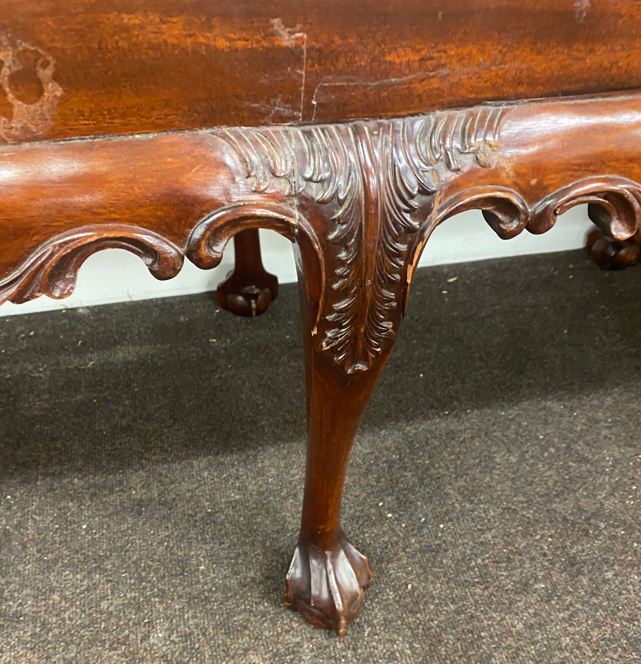 A victorian style mahogany duet stool with a floral drop seat on six ball and claw feet measures - Image 3 of 4