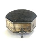 Antique silver jewellery box with pin cushion top, marked Edward and Sons to base, makers marks CS *