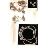 Large selection of Vintage and later silver jewellery includes charms, boxes etc