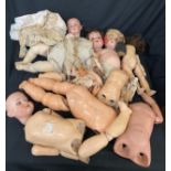 Large selection antique and later pot doll parts, to include German pieces