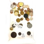 Large selection of various coins, tokens to include a very rare 1843 half penny