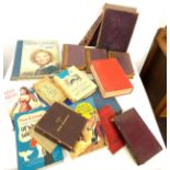 Selection of vintage books to include stars and films of 1937, antique bible etc