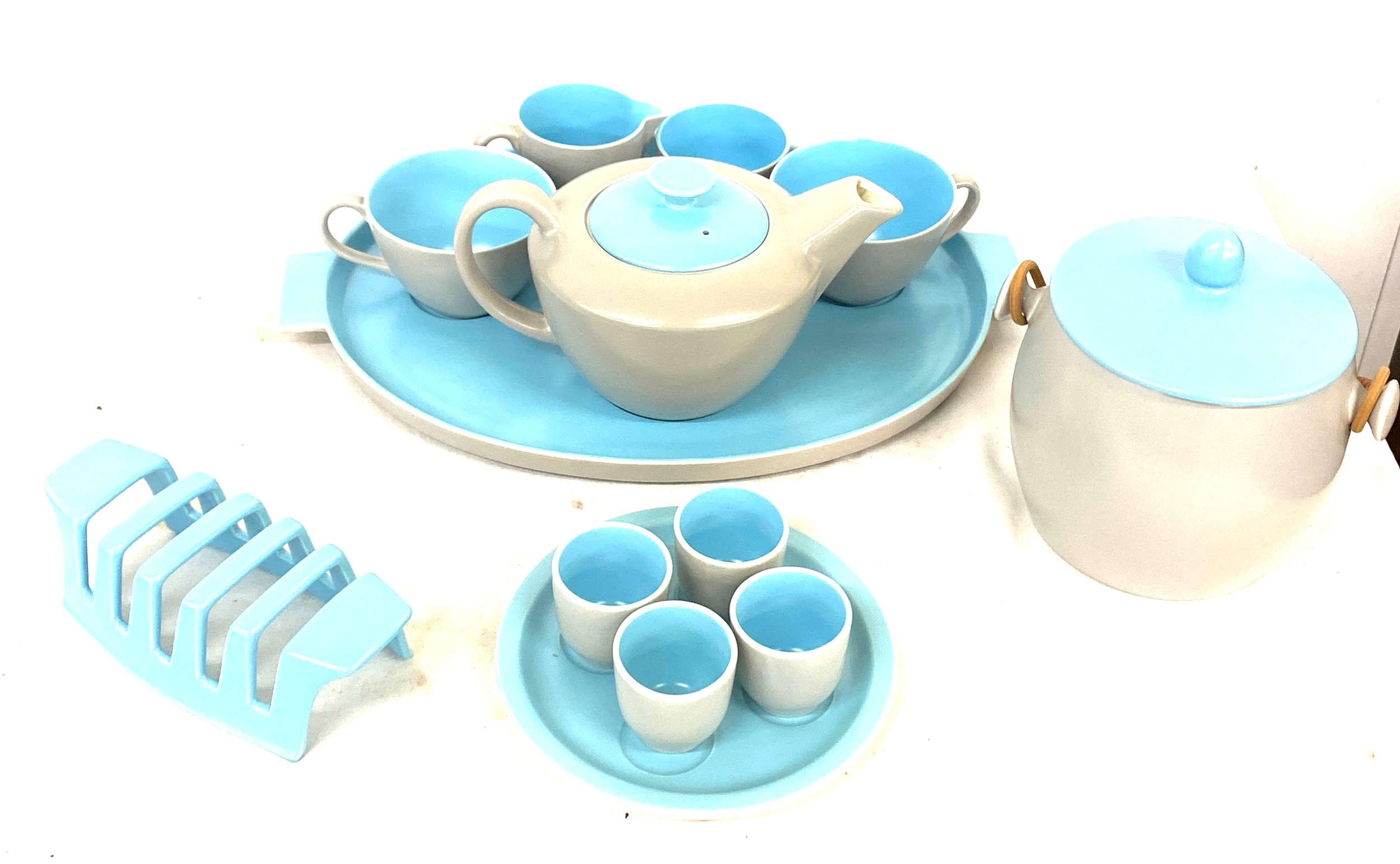 Selection of Poole pottery twin tone Breakfast set includes Duo set on a tray, egg cups - Bild 5 aus 5