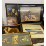 Large selection of assorted vintage and later framed pictures and prints largest measures approx