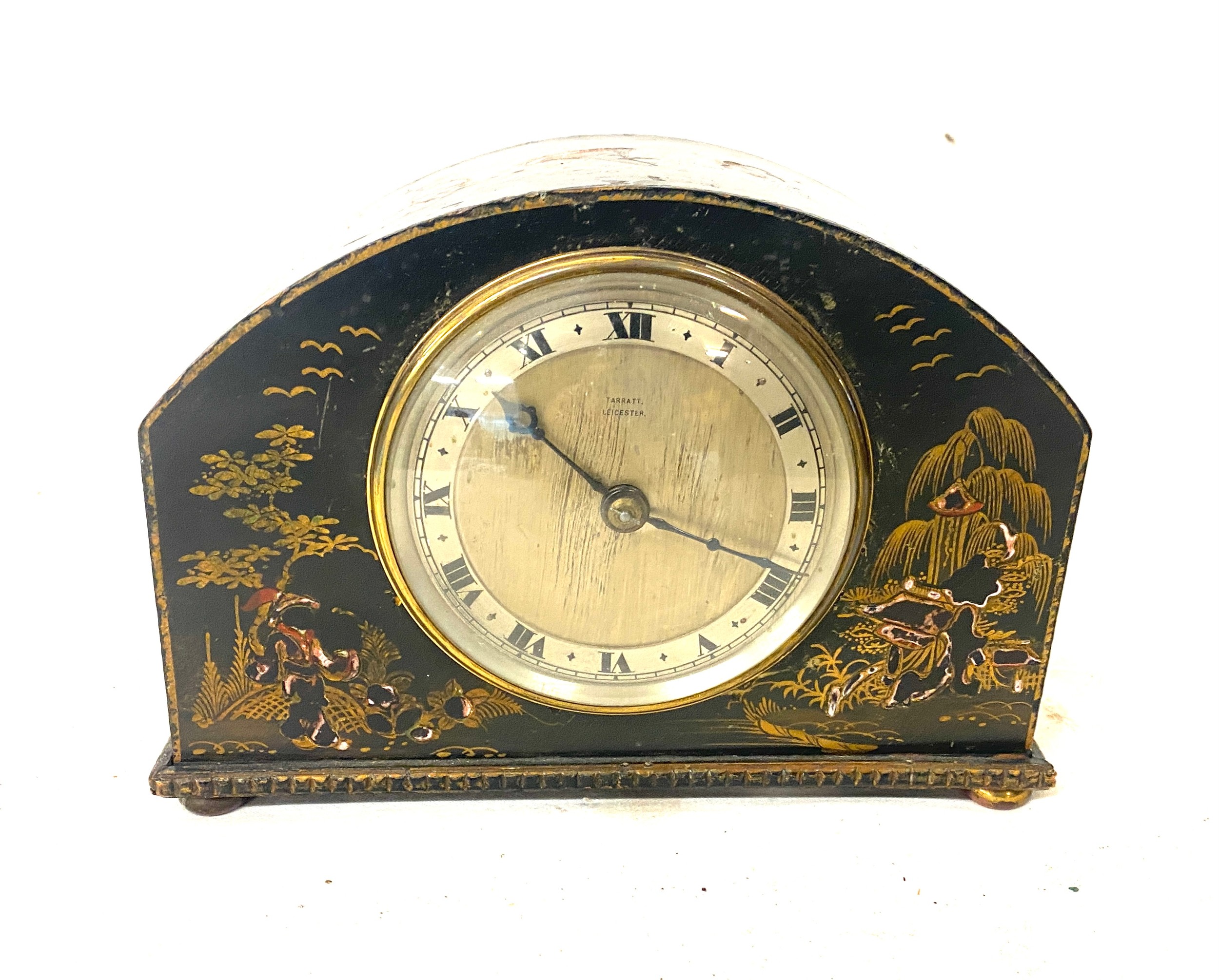 Vintage Tarratt Leicester inlaid mantle clock, untested