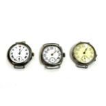 Three WW1 era silver cased trench wrist watches