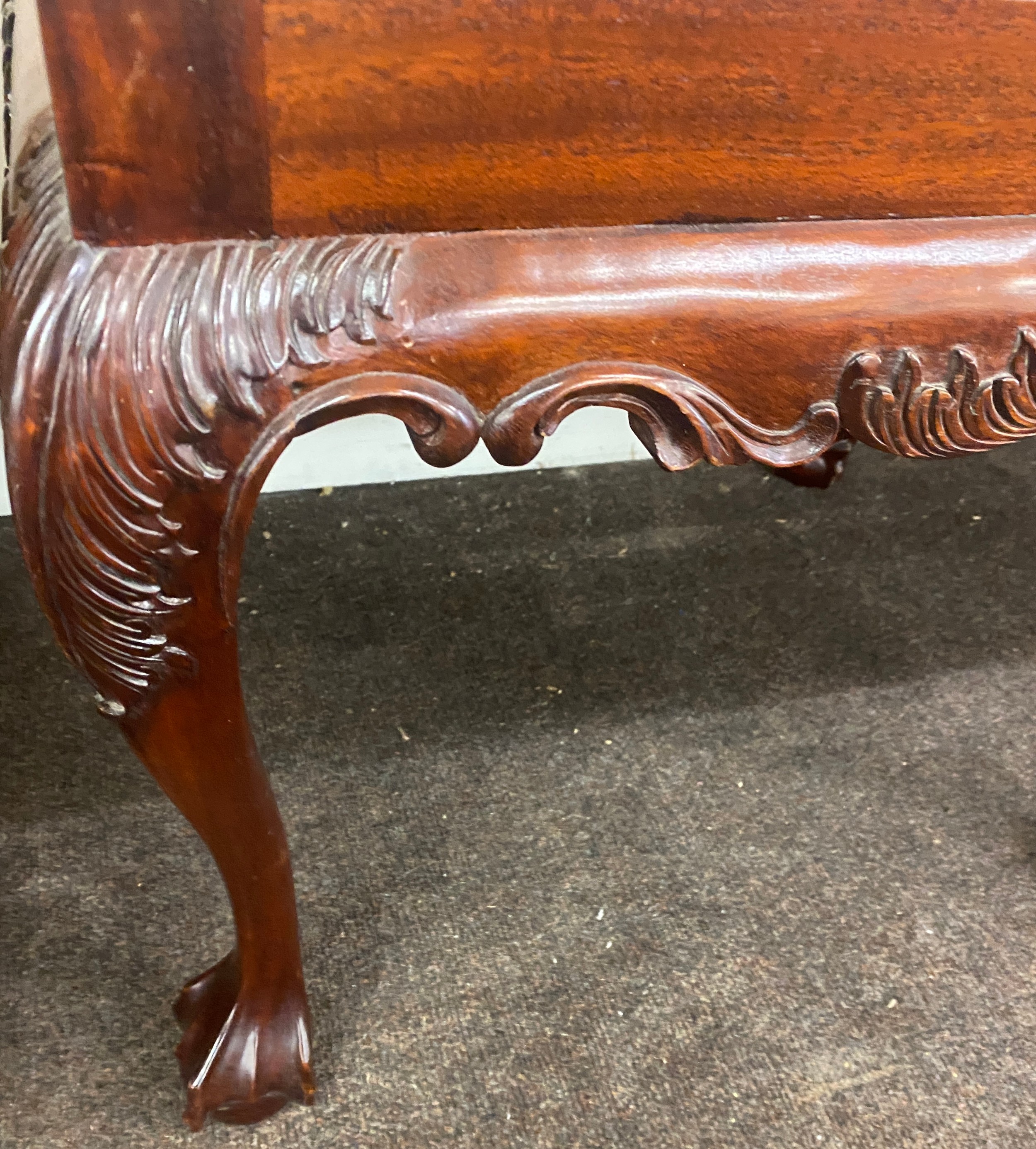 A victorian style mahogany duet stool with a floral drop seat on six ball and claw feet measures - Image 2 of 4