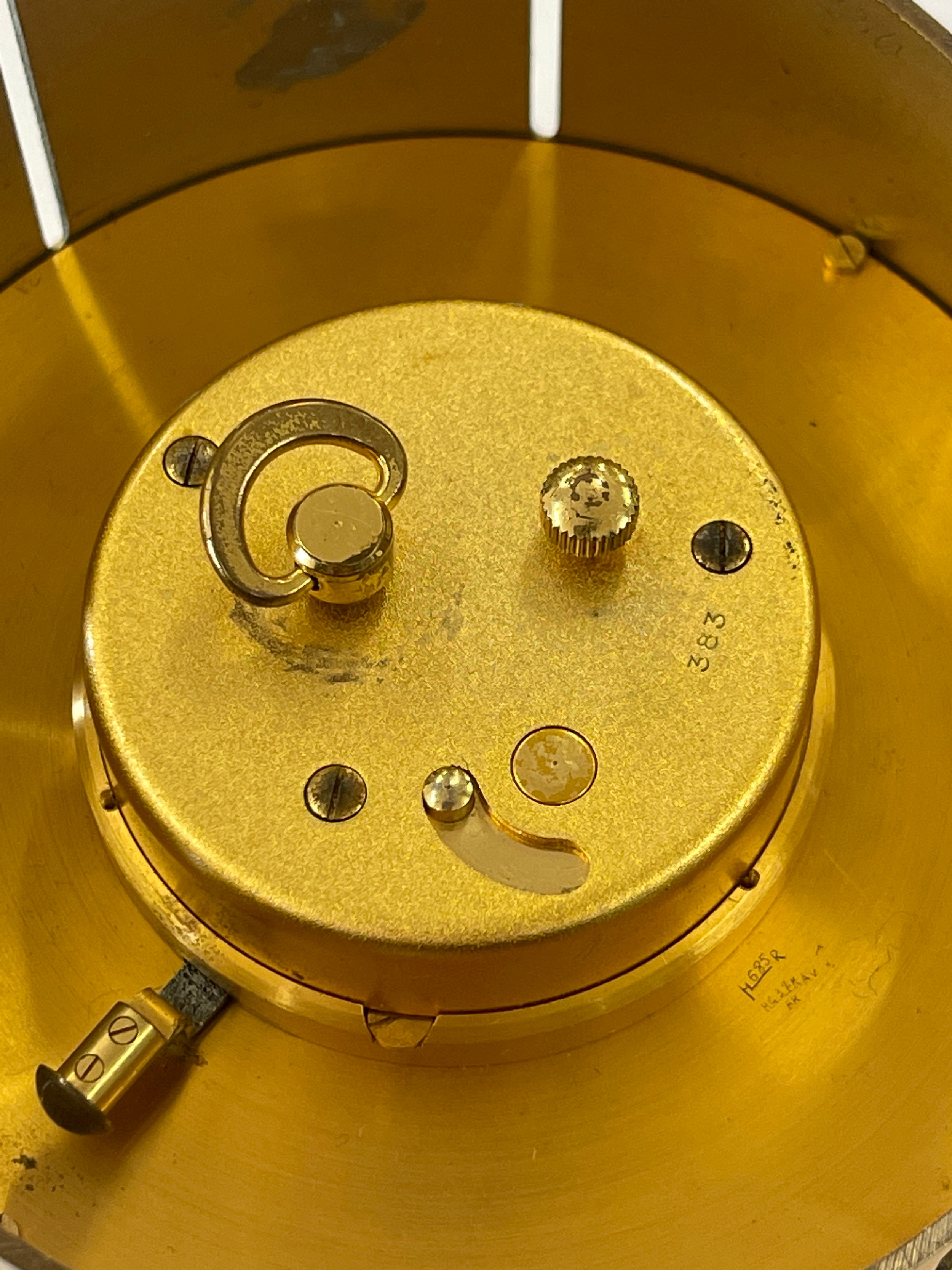 8 day Jaeger Lecoultre desk clock with date function, ticking. - Image 3 of 4